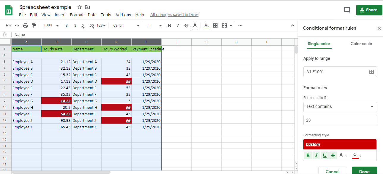 Customize conditional formatting